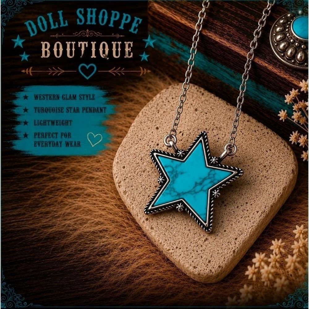 Western Glam Turquoise Star Pendant Necklace